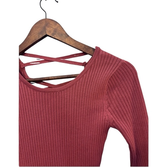 Say What? Stretchy Orange Long Sleeve, Sweater Dress - Picture 7 of 9